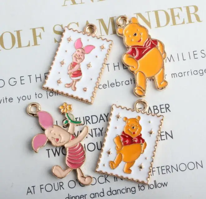 Новинка 10 шт. милые Мультяшные свинки желтые мишки Микс ожерелье серьги брелок