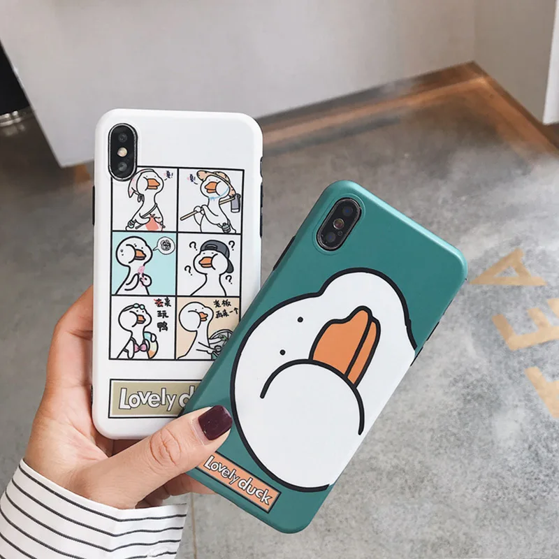 Забавный милый чехол для телефона с изображением утки iphone 6 6s 7 8 plus X XS XR MAX модные
