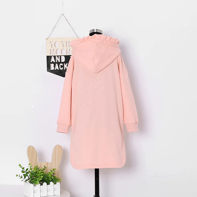 Ruffles Girl's Spring Autumn Long Sleeve Hooded Dress Thick Loose Kids for Girls Elegant Fall Garments 18PCW0129 | Детская одежда и