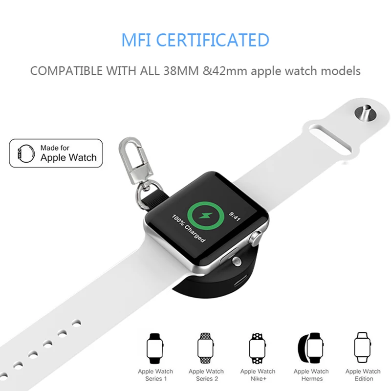 Внешний аккумулятор QI Беспроводное зарядное устройство для Apple iWatch 1 2 3 4 power Bank 950