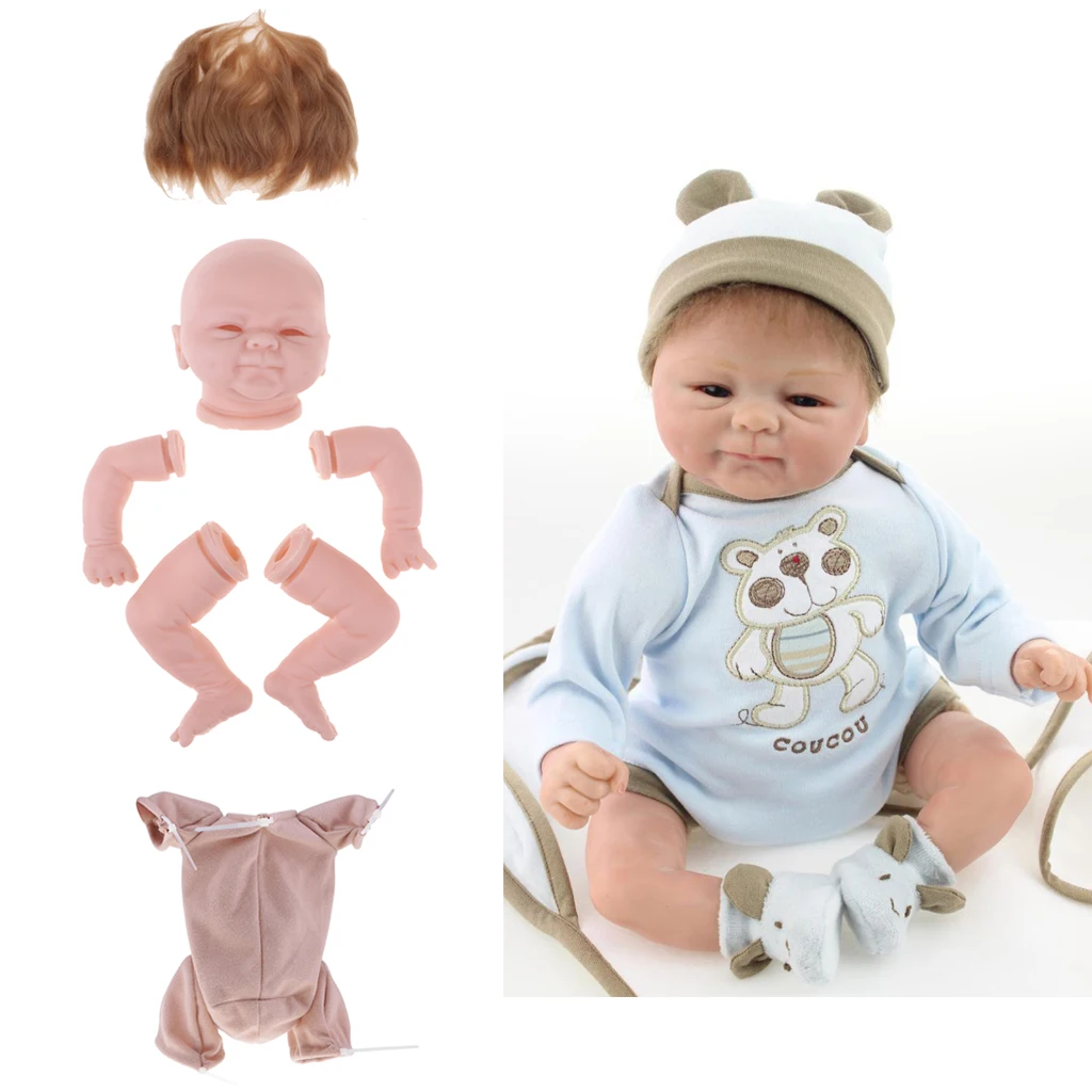 Неокрашенный силиконовые 18 дюймов Reborn Baby Doll Наборы головка полный конечностей