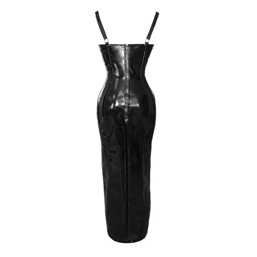 Abbille для женщин пикантные bodycon платья бретели нижнего белья кожа костюмы