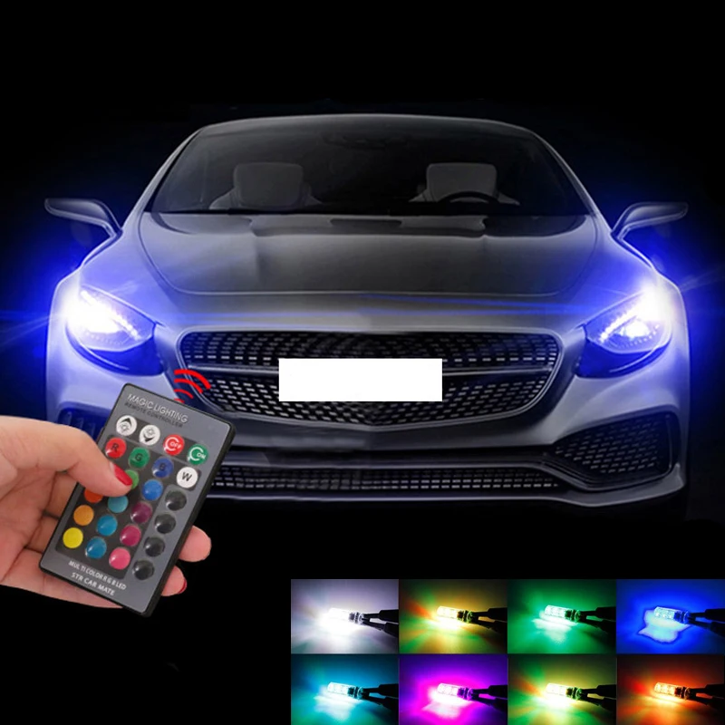 T10 RGB многоцветные W5W стояночные огни боковые без ошибок для Ford focus 1 2 3 fiesta mondeo ecosport