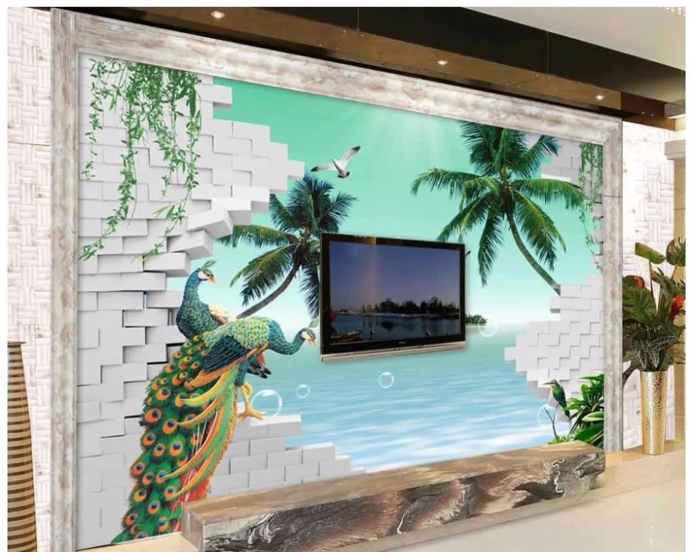 3D росписи обоев Декор фото Фон Кирпичная стена кокосовое обои Панно картина для