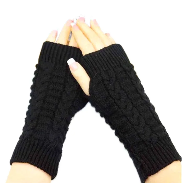 

Gloves Women Arm Crochet Knitting Faux Wool Mitten Fashion Knitted Arm Fingerless Winter Gloves Unisex Soft Warm Mitten BKY418