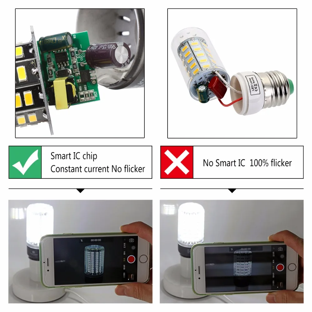 4 шт. полный ватт Смарт IC E27 5736 SMD светодиодный светильник 85-265 в 12 Вт Светодиодный