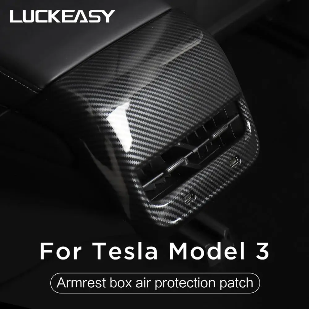 Задний подлокотник LUCKEASY для Tesla model 3 2017 2020 декоративная форма из АБС углеволокна