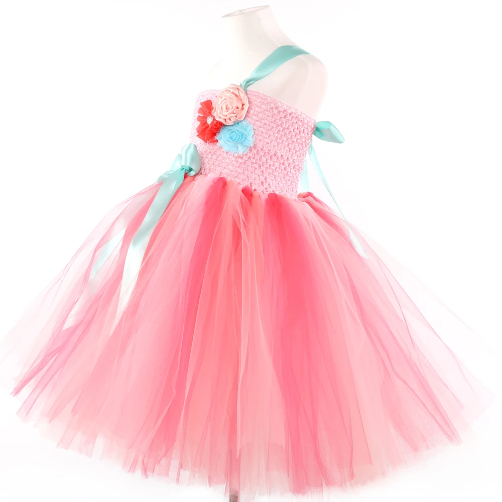 Бирюзовое платье с цветочным узором для девочек свадебной вечеринки Платье дня