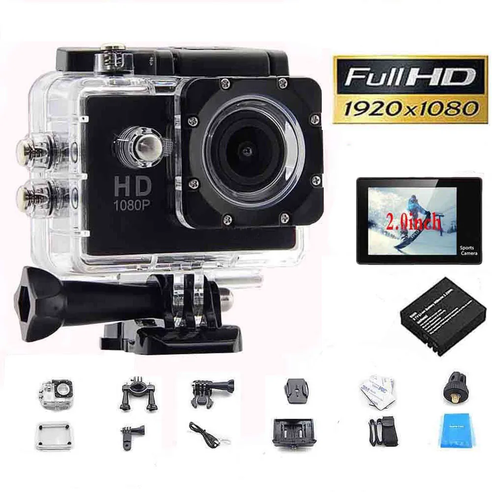 Full HD 1080P мини Экшн спортивная видеокамера для улицы Go Pro 2 &quotэкран Micro Cam DV камера с