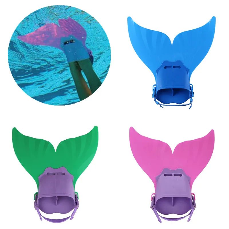 Регулируемые ласты для плавания детей обучения Русалка плавник погружения на