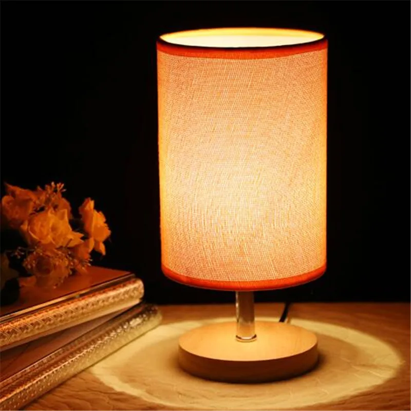 Modern Brief Fashion Fabric Wooden Table Lamp For Bedroom Bedside Bar Restaurant Led E27 Lights 1262 | Лампы и освещение
