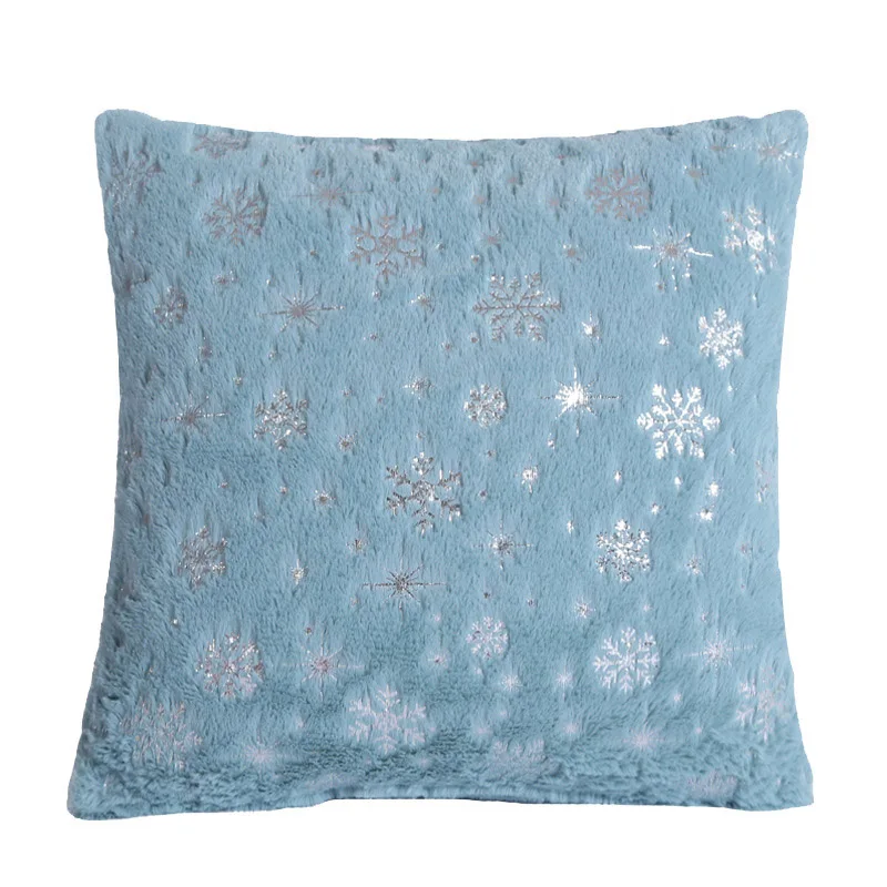 Lake Blue Decorative Pillows 45x45cm Silver Snowflake Cushion Cover Plush Throw Pillow Case Seat Sofa Bed Pillow Case for Living Room New - Цвет: Lake Blue