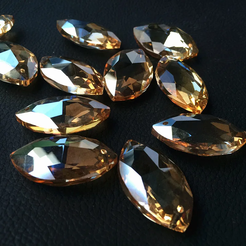 

12PCS Champagne K9 Crystal Faceted Horse Eye Shape Chandelier Hanging Pendants Suncatcher Wedding Party/ Christmas Decoration