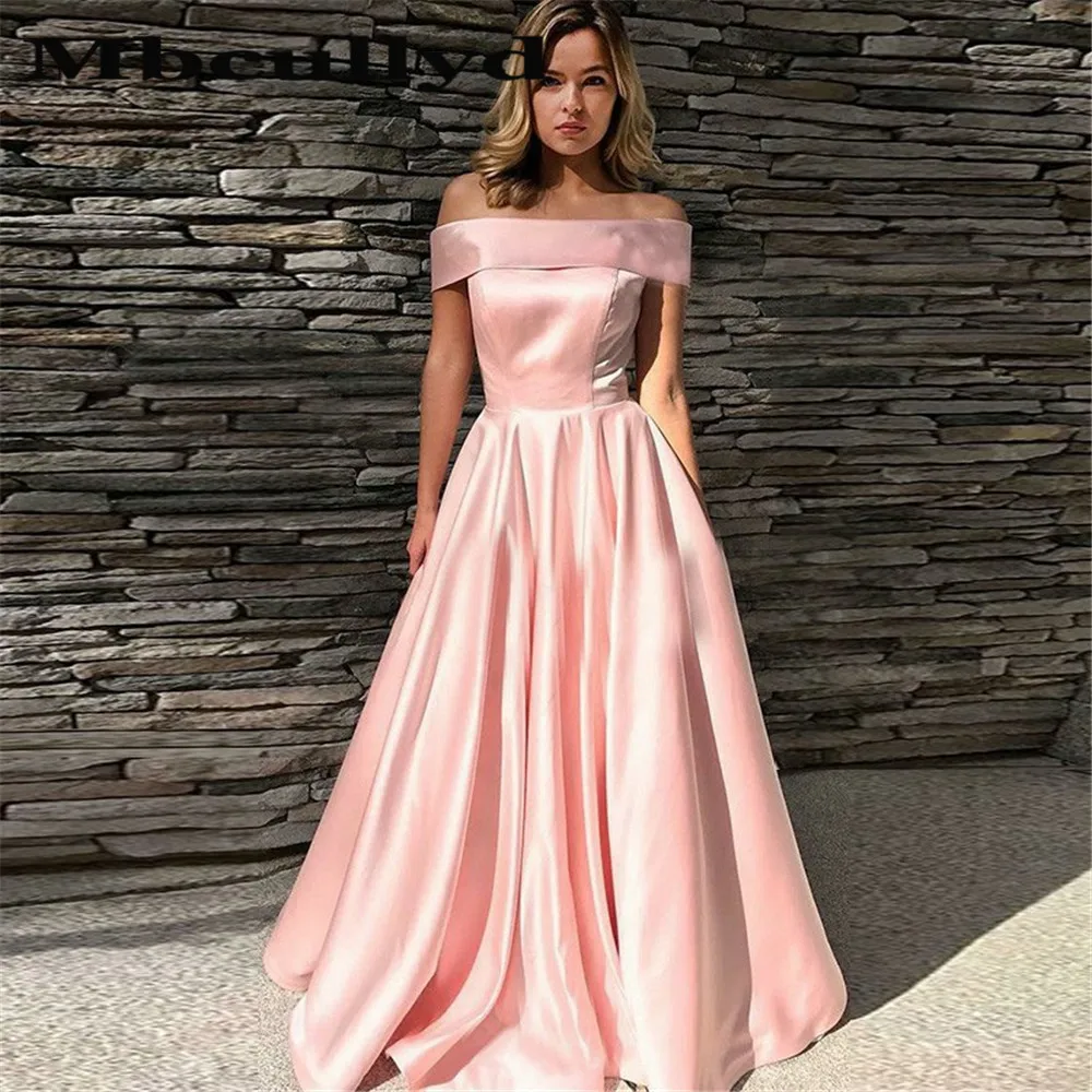 

Mbcullyd Strapless Pink Prom Dresses 2023 Long Sweep Train A-line Backless vestidos de fiesta de noche Plus Size Evening Gowns