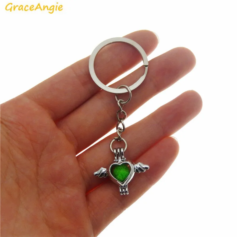 GraceAngie 1 шт. ажурное сердце с крылом медальон жемчужный бисер Клетка подвеска