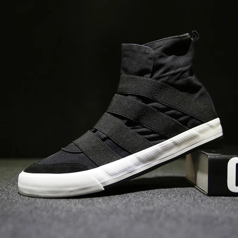 New Cool Denim High Top Men Shoes Breathable Casual Canvas Slip Ons 2022 Autumn Fashion Flats Zapatillas Hombre | Обувь