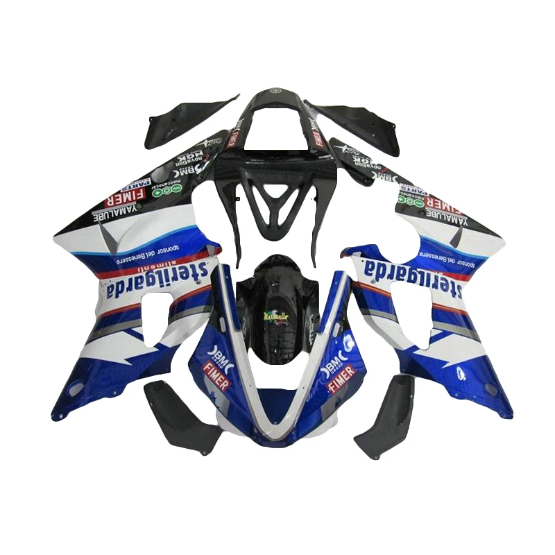 Бесплатный комплект обтекателей на заказ для YAMAHA YZFR1 2002 2003 синий белый R1