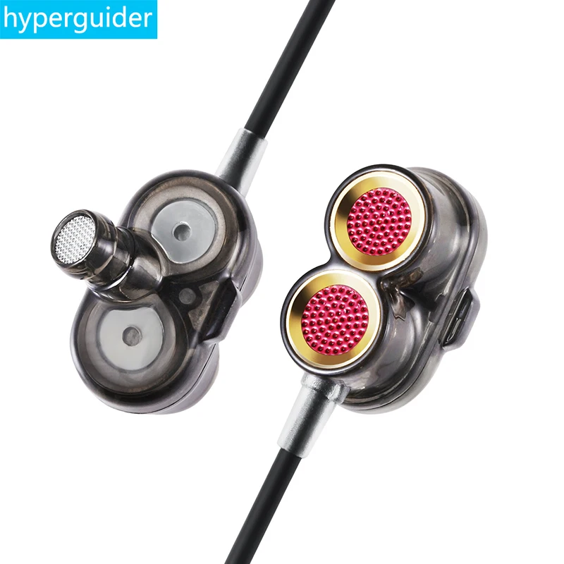 hyperguider Dual Dynamic Earphone in Ear with MIC Controller Deep Bass Stereo HIFI for Xiaomi Huawei Meizu iPhone | Электроника