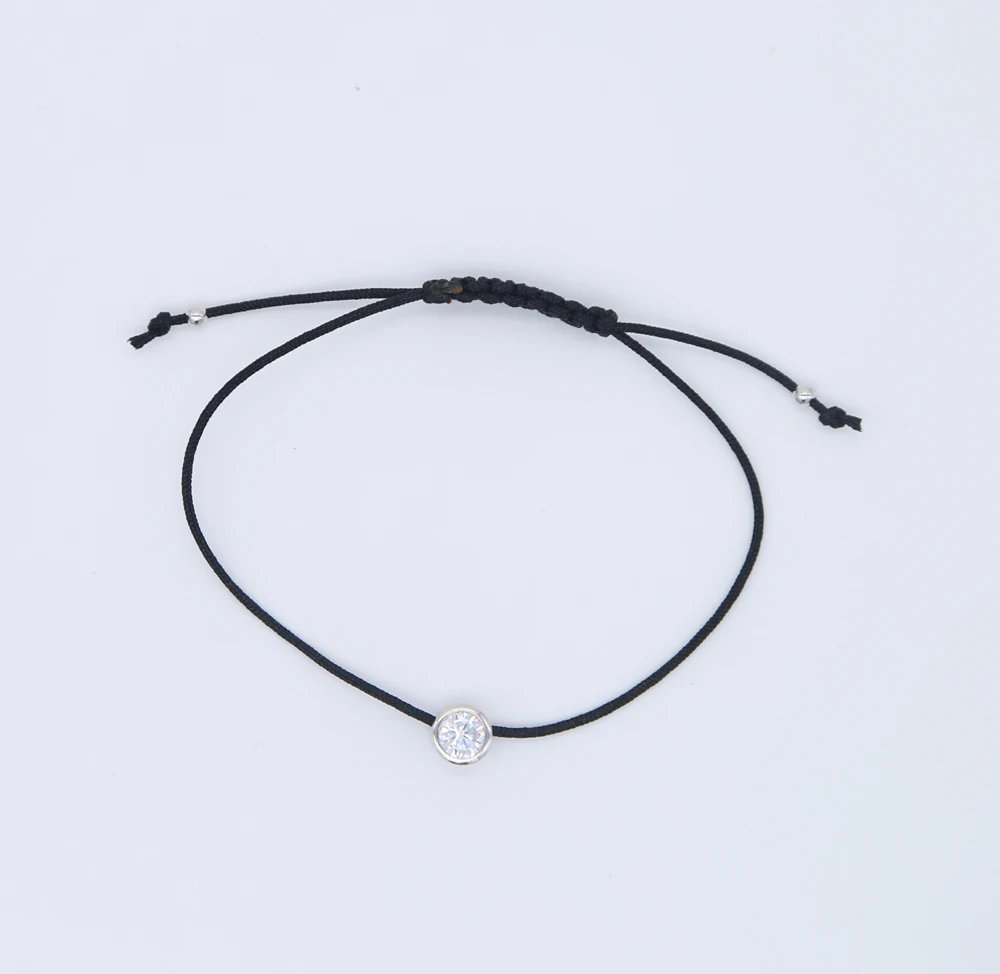 100% стерлингового серебра 925 DIY ручной работы черный красный веревка один cz камень