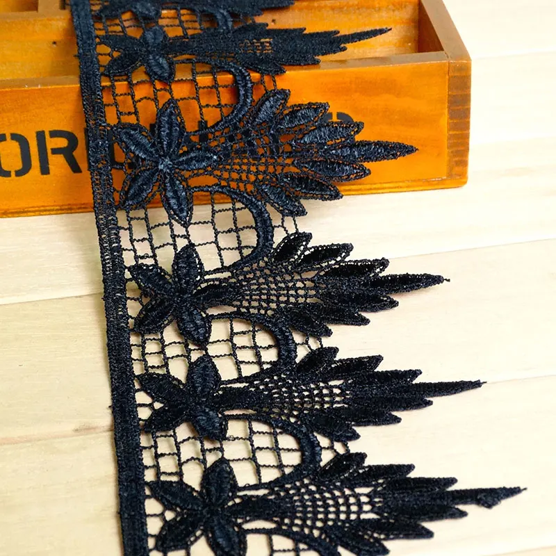 

5Yards 12cm Width Beautiful Best Quality For 2019 Venice Style Black Lace Trim Edge Fabric DIY Sewing Scrap Booking YYN38