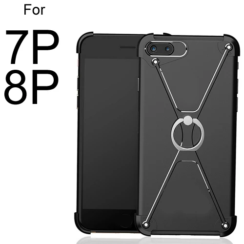 Бампер чехол для iPhone 7 8 Plus, тонкий алюминиевый металлический X-Frame телефон бамперы с кольцом держатель и винт - Цвет: For iphone 7 8 plus