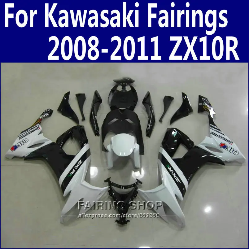 Обтекатели из АБС-пластика для Kawasaki Ninja zx10r 2008 2009 2010 2011 08 09 10 11 белый черный
