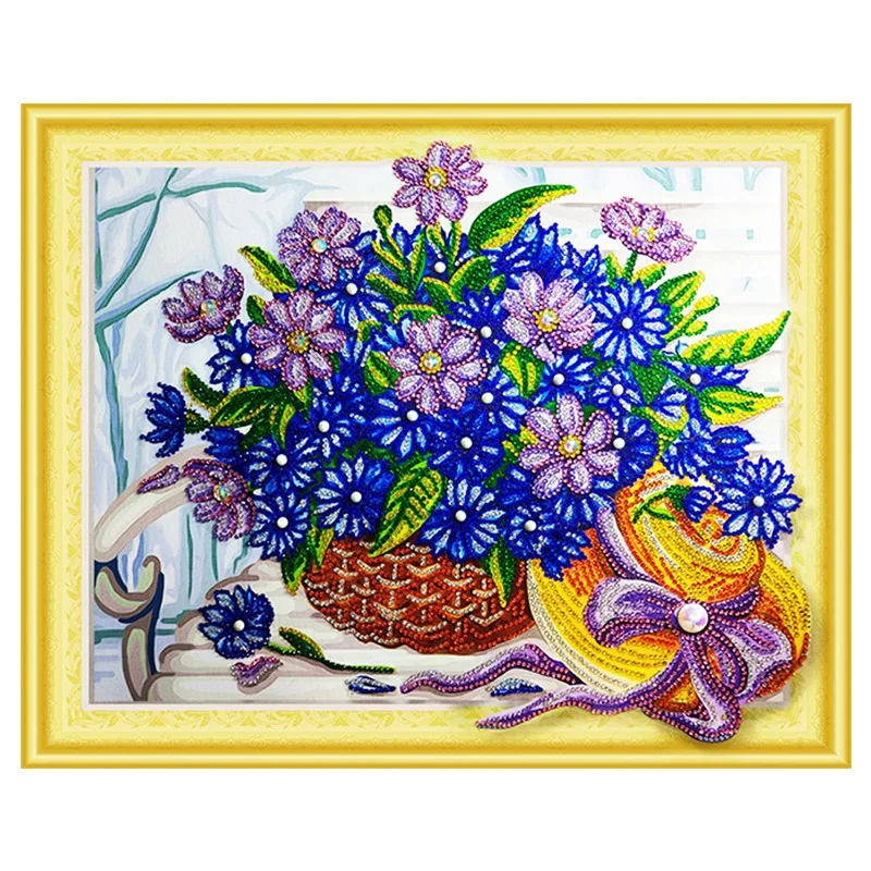 SHGO-Hat Flower Basket Pattern Diamond Painting Cross Stitch Special Shaped Mosaic Home Decor | Дом и сад