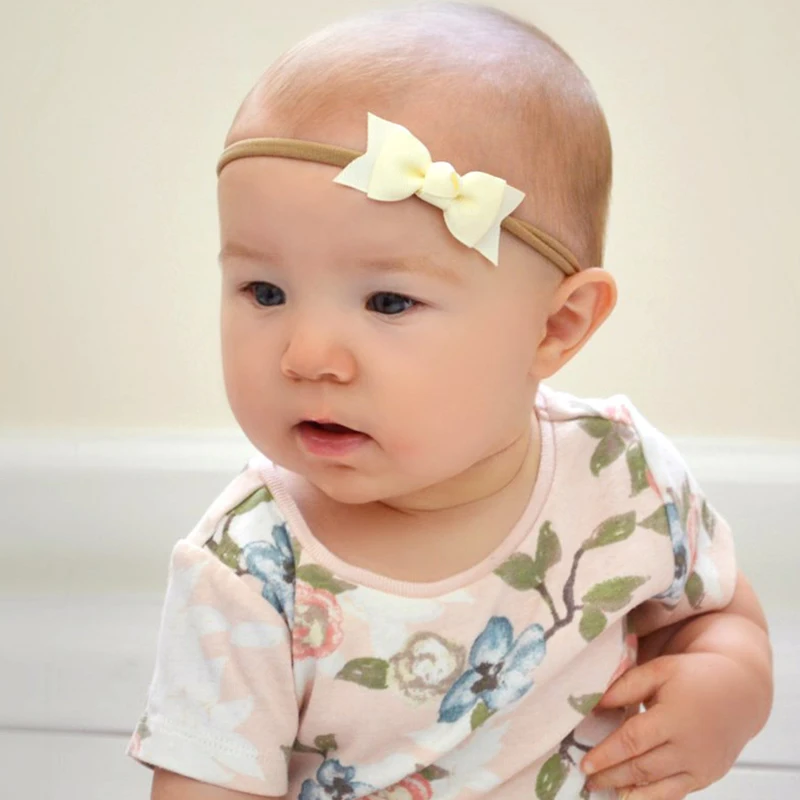 12 шт. лента с бантом Детские аксессуары для волос|nylon elastic headbands|elastic headbandstop knot |