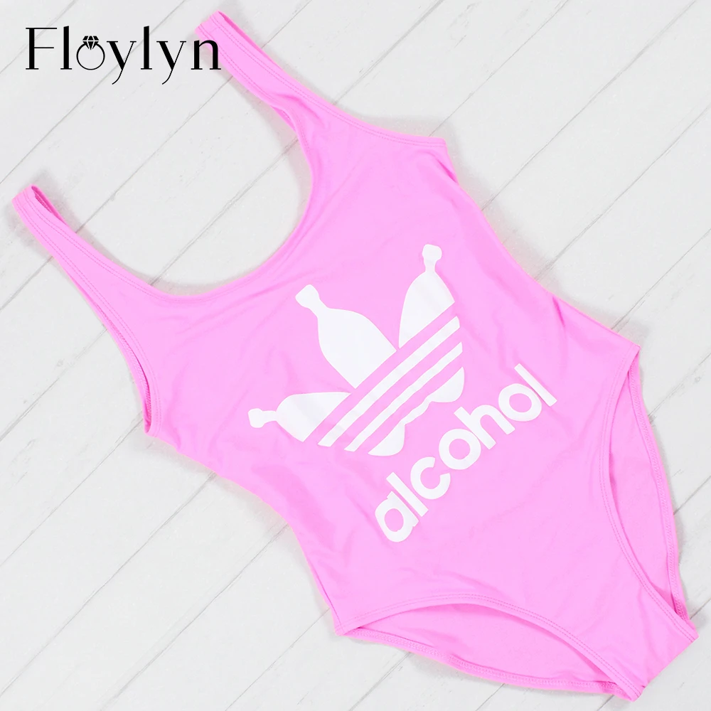 Floylyn слитный купальник с забавным буквенным принтом купальный костюм-бикини 2018