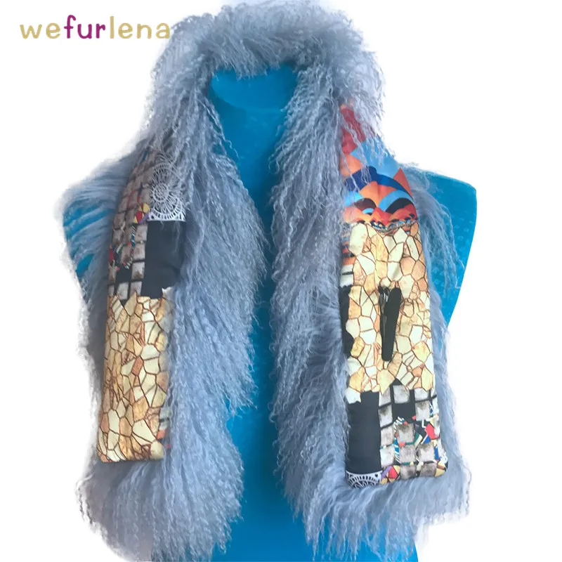 Женский меховой воротник 90 см из натуральной шерсти шаль модный шарф женский