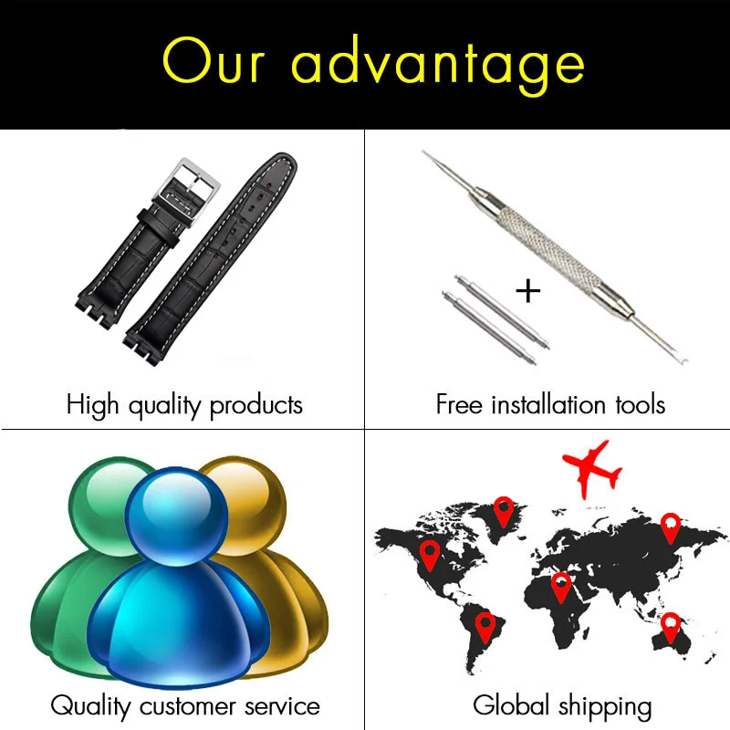 

17MM 19MM Genuine Calf Leather Watch Band Steel Clasp For Swatch Watch YRS YCS Strap Watchband Bracelet Man Fashion Wrist +Tools