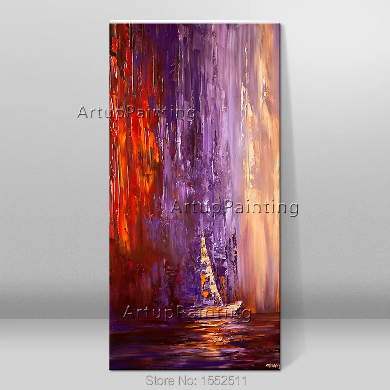 Абстрактная масляная живопись ручная роспись лодка парусное судно холст картины