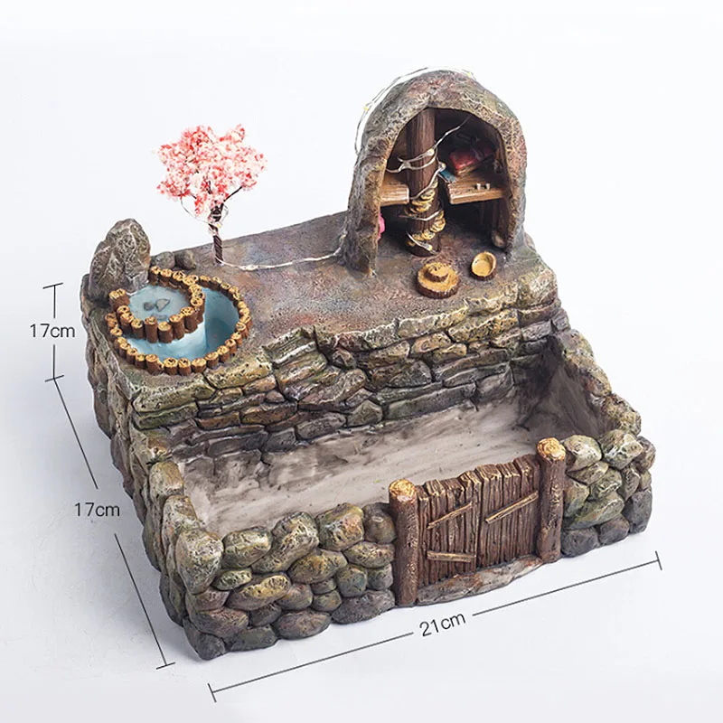 Садовый цветочный горшок домик пейзаж смола ваза домашний декор со светодиодной