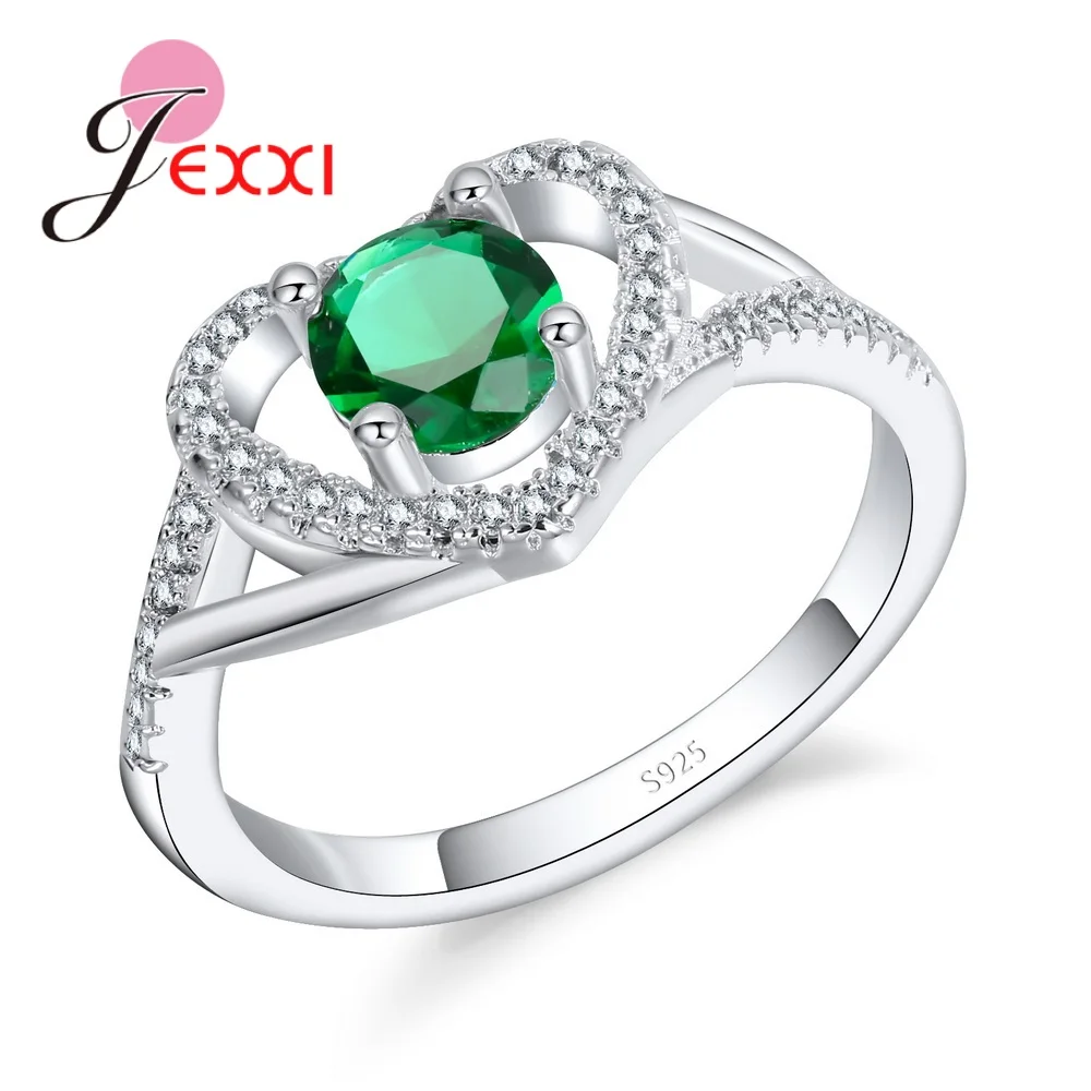 

Unique Heart Style Luxury Dazzling Cubic Zirconia 925 Sterling Silver Romantic Intellectual Female Engagement Wedding Ring