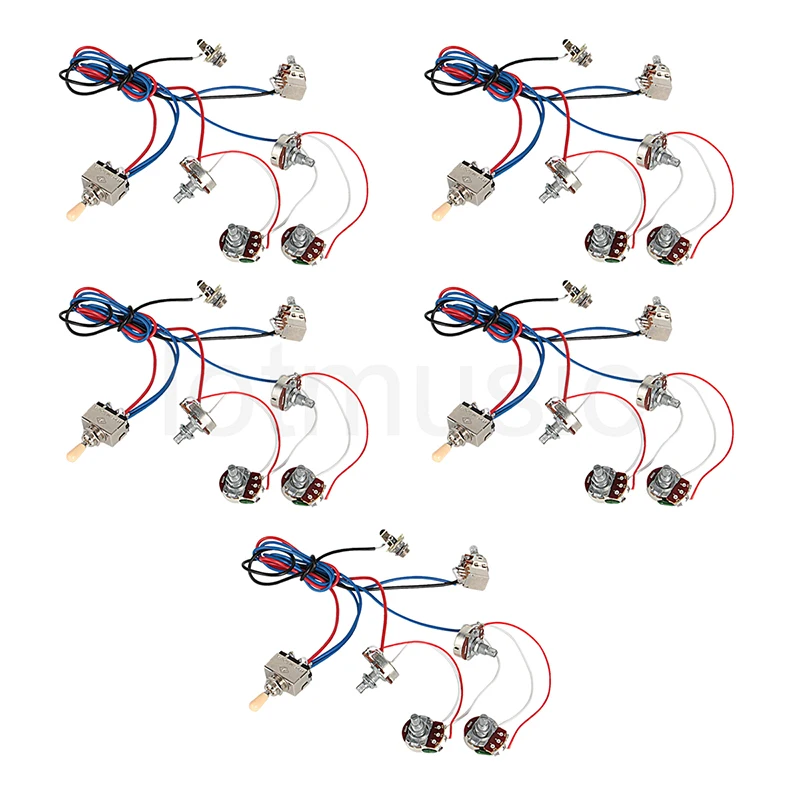 Электрогитара Жгут проводов комплект 2V2T Pot Jack 3 Way переключатель для