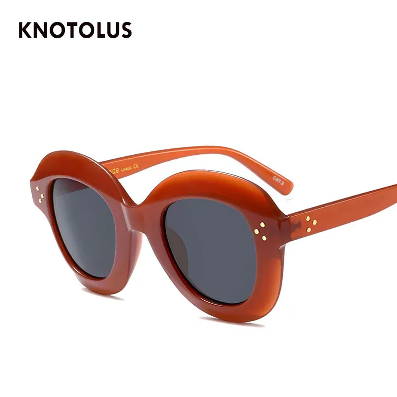 Knotolus ретро заклепки Cateye Солнцезащитные очки Для женщин Брендовая Дизайнерская