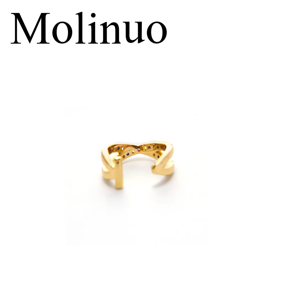 Molinuo минималистичный цветной cz X образный запонка для ушей золотой цвет без пирсинга модная женская Сережка серьги