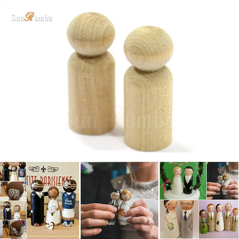 

10pcs Wooden Unfinished DIY Craft Peg Dolls Wood DIY Toy Arts Sewing Crafts Boy Peg Doll Puppet Bases Cute Bobble Head Dolls