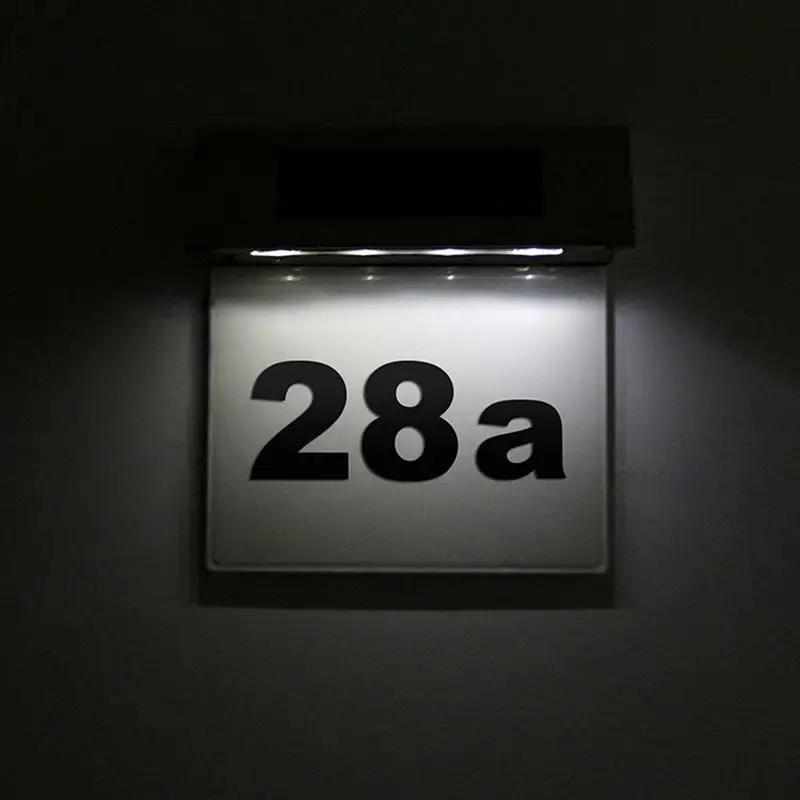 LED Solar Powered Wall Light LED Doorplate Lamp Stainless Outdoor Apartment House Porch Numbers Light With Backlight