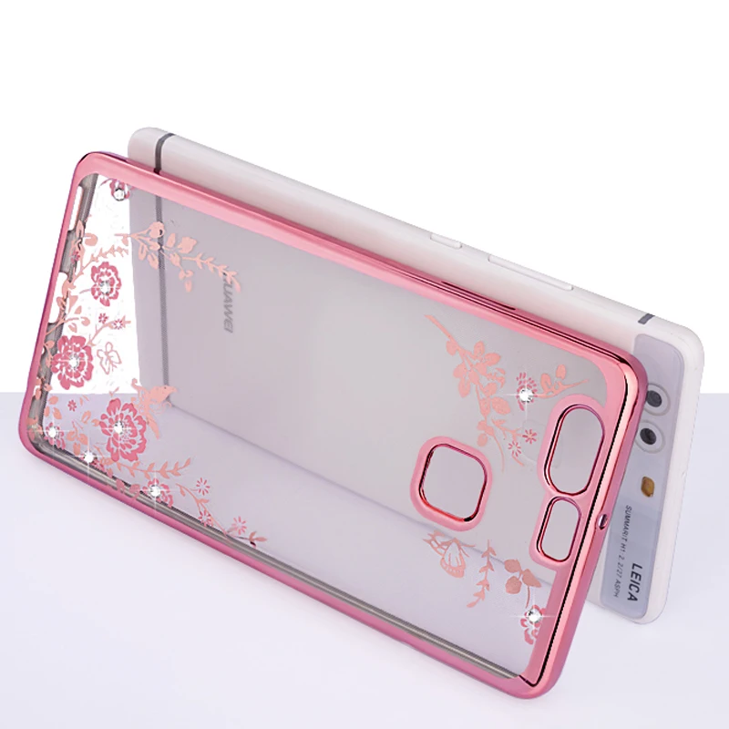 Роскошный Золотой Мягкий чехол для телефона с цветком и бриллиантами прозрачный