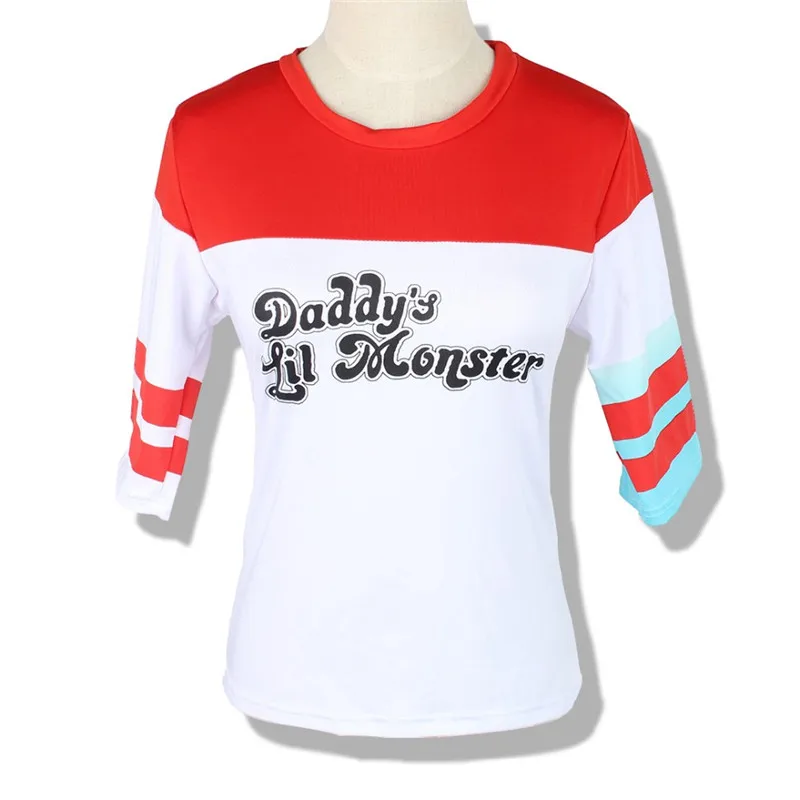 2017 Harley Quinn Cosplay Costume Women Tee Suicide Squad Daddy's Lil Monster T Shirt Sexy Shorts | Игрушки и хобби