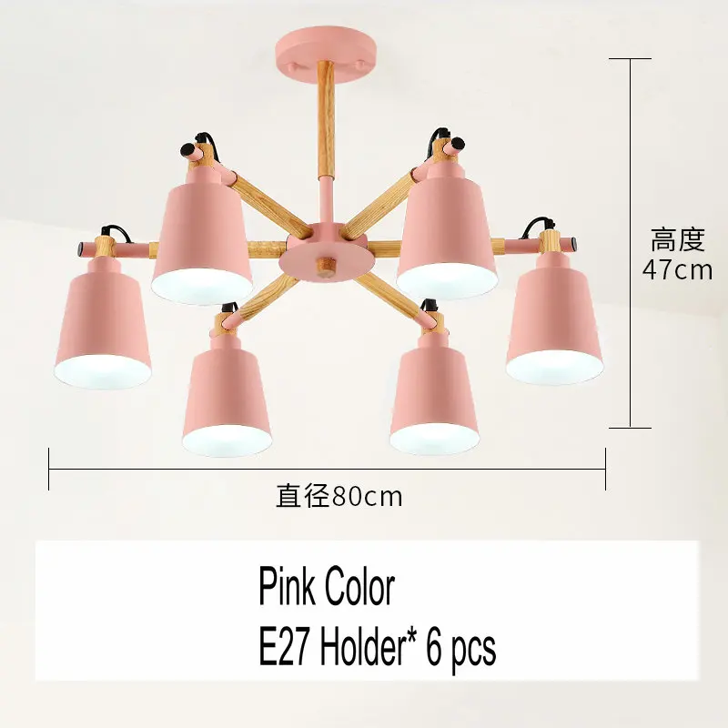 Pink-6 lights Artpad Nordic люстра лампа 3/6/8 светильник s металлический оттенок деревянный подвесной светильник для Спальня Гостиная Обеденная светильник ing светильники - Цвет абажура: Pink-6 lights