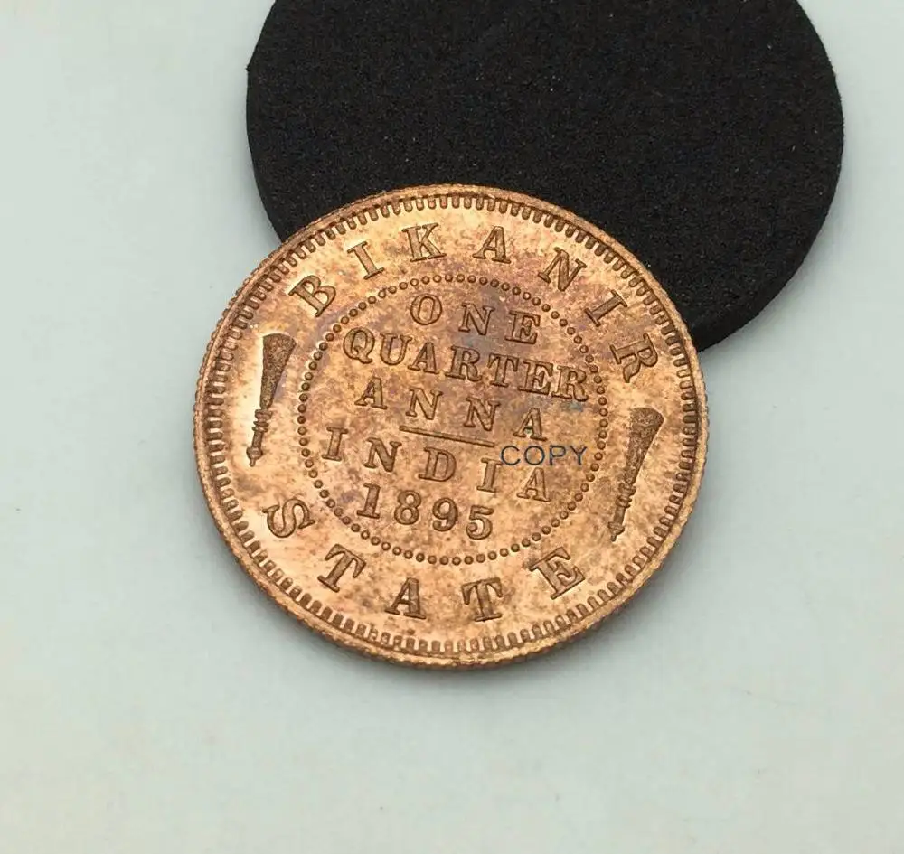 New Products British East India Victoria Empress 1895 Qne Quarter Anna Bikanir State Red Copper Copy Coin Can Receive The Custom | Дом и сад