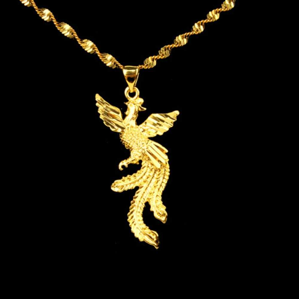 

Phoenix Shaped Pendant Yellow Gold Filled Womens Pendant Chain