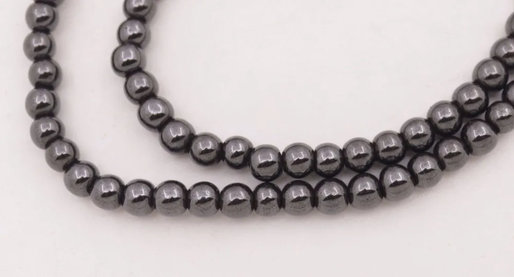 

5 PCS 6mm Round Natural Black Magnetic Hematite Necklace 18" Long