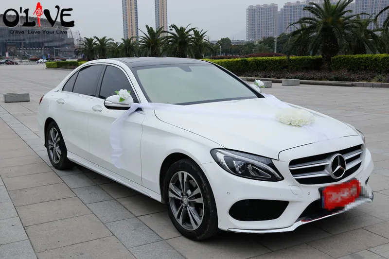 Свадебное украшение для автомобиля цветы искусственный цветок шелковые помпоны