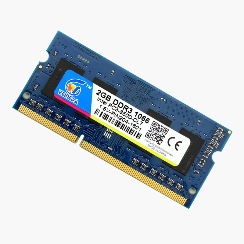 Память VEINEDA DDR3 2 Гб 1066 1333 Sodimm Ram ddr 3 PC3 8500 204pin 1 5 в совместима с МГц для AMD Intel