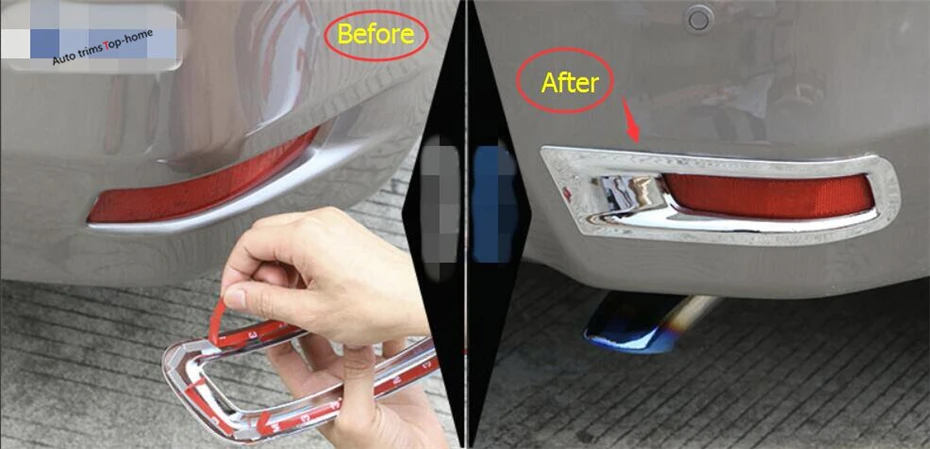 Окантовка рамки задних противотуманных фонарей Yimaautotrims снаружи, 2 шт. хромированный стиль, подходит для Toyota Corolla 2017 2018 ABS включен.