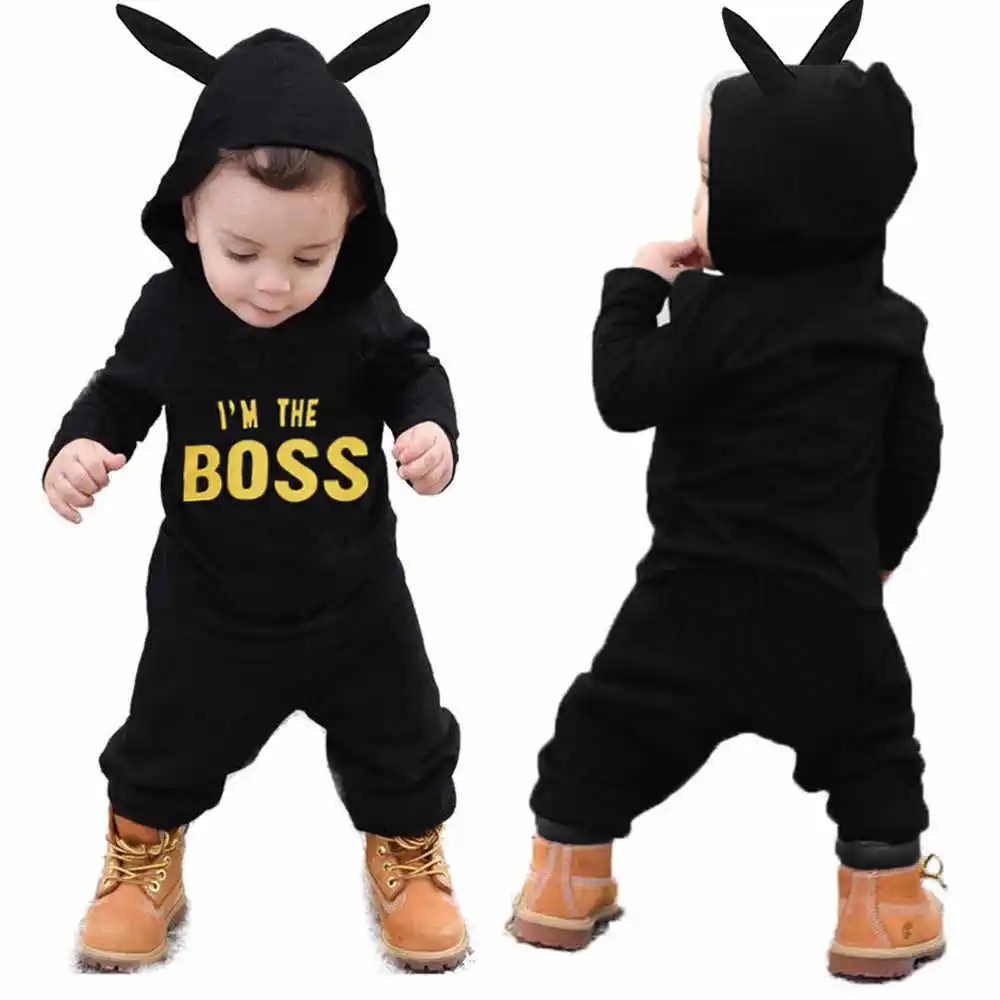 Toddler Kids Baby Letter Boys Girls Hoodie Outfits Clothes Romper Jumpsuit Print Hooded Tops Pullover | Детская одежда и обувь