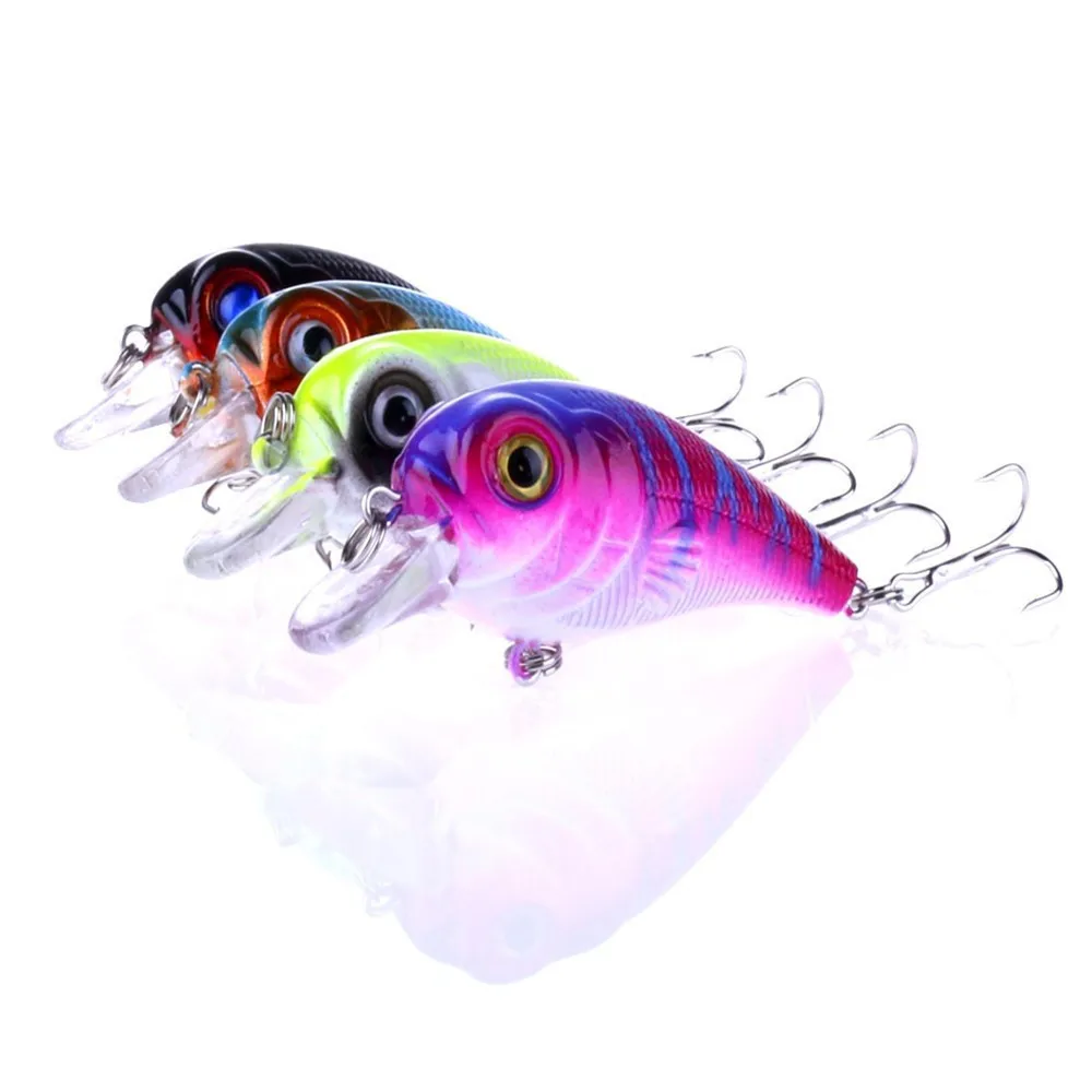4 Pcs/lot crank head Fishing Lures plastic bionic Bait Tackle Treble Hook Artificial Baits 3D eyes 11.3g 7cm | Спорт и развлечения